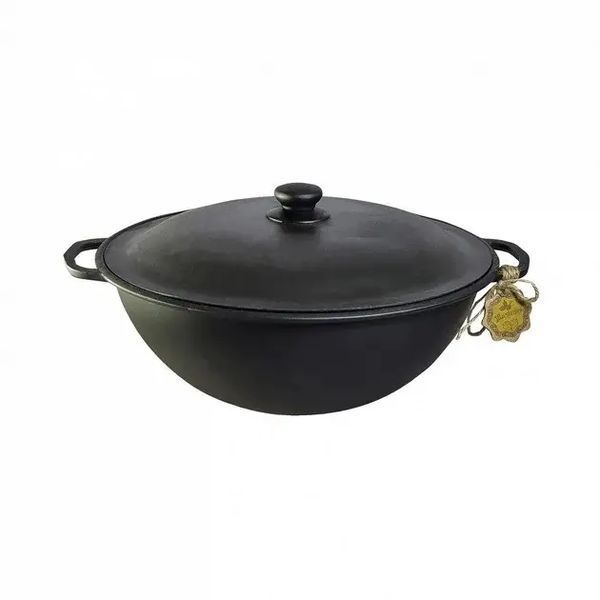 Казан чугунный узбекский 12 л WOK с алюминиевой крышкой "Наша Майстерня" (толстостенный) V12C2WOKУК фото